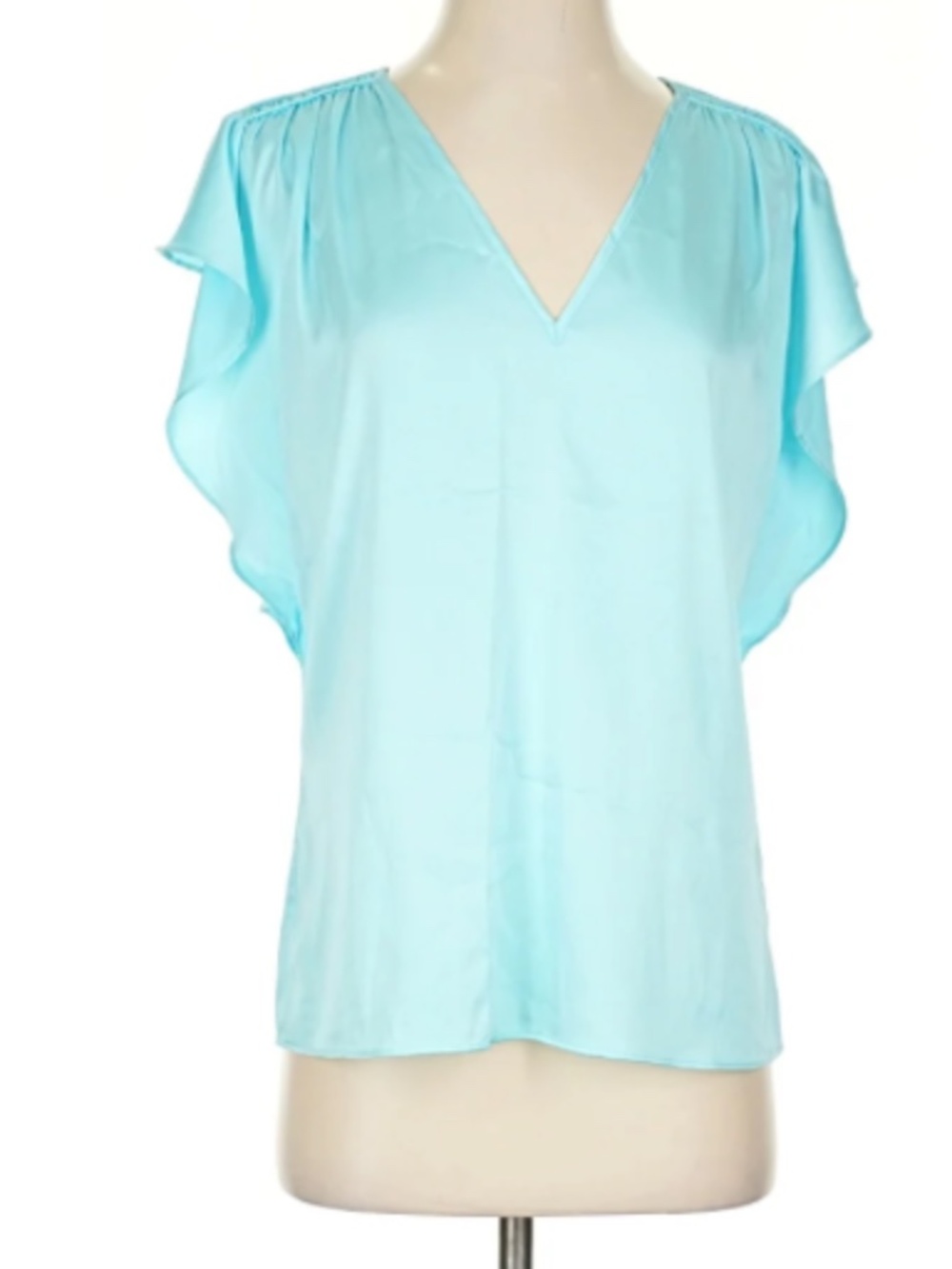 WHBM: Beautiful Light Teal/Blue Blouse with Short Stylish Sleeves | Size XS